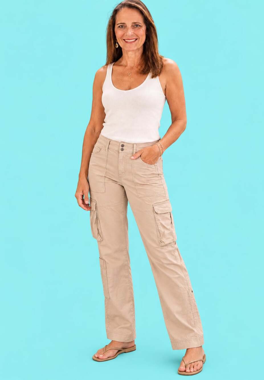H&M Women's Beige Low-Rise Cargo Pants Size US 6
